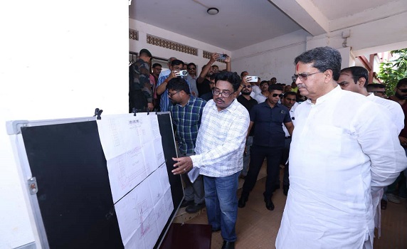 Tripura CM Dr. Manik Saha inspects Bordowali HS School in Agartala.